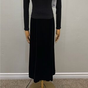 Vintage Jessica McClintock Black Velvet Silk Blend Maxi Skirt Size 4